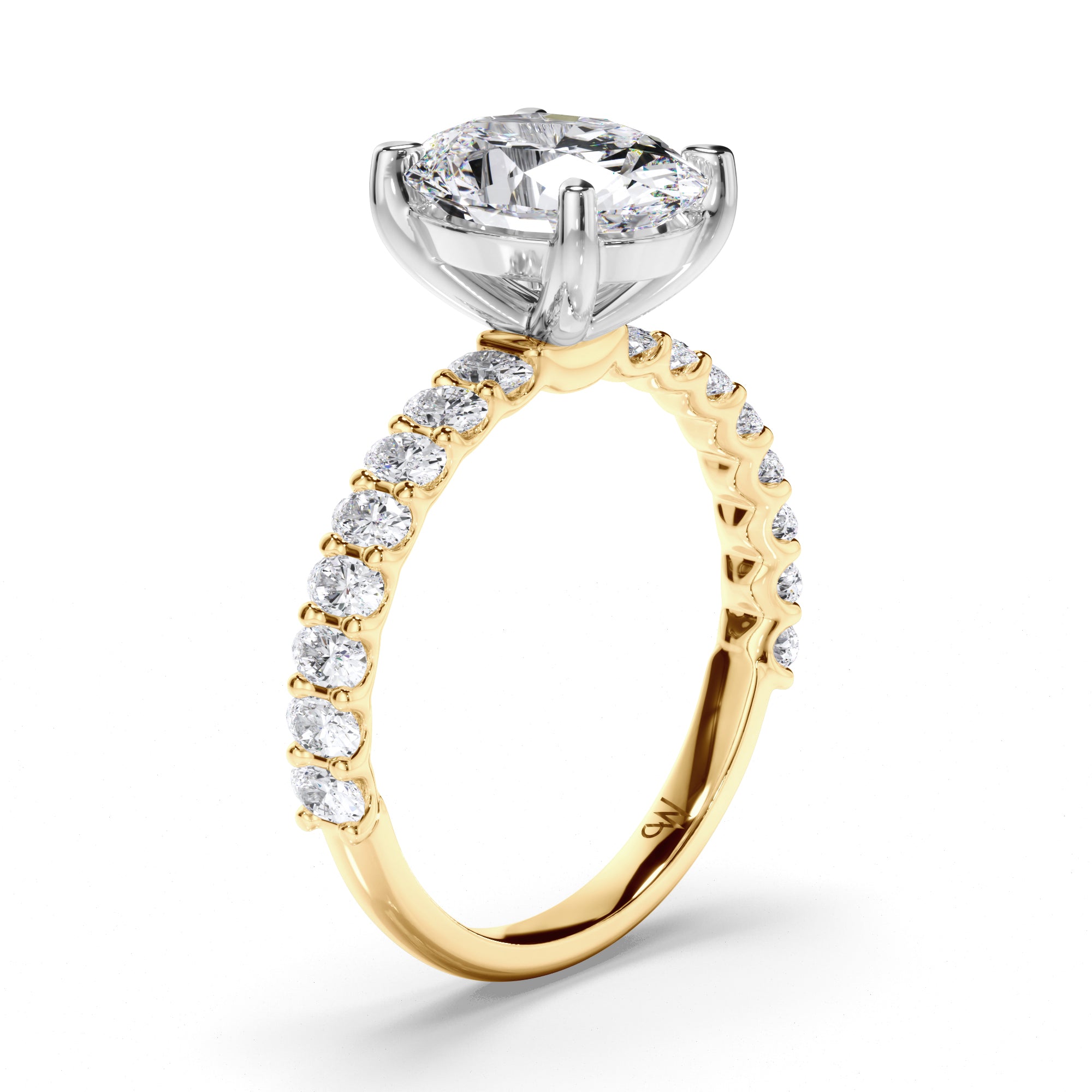 Oval Diamond Engagement Ring with Oval Diamond Band