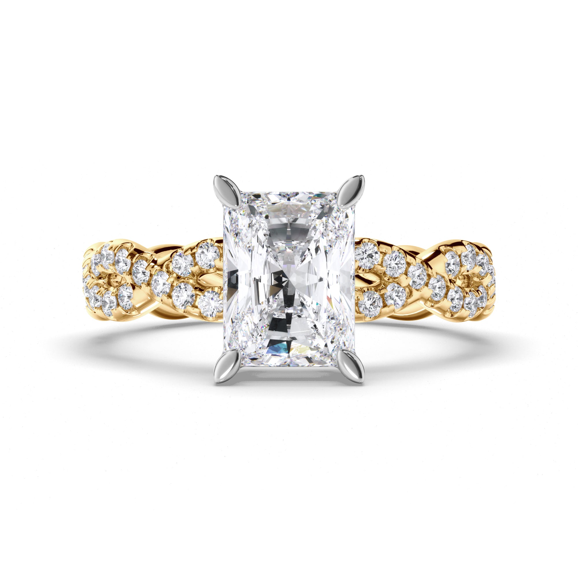 Radiant Diamond Engagement Ring with Woven Diamond Band