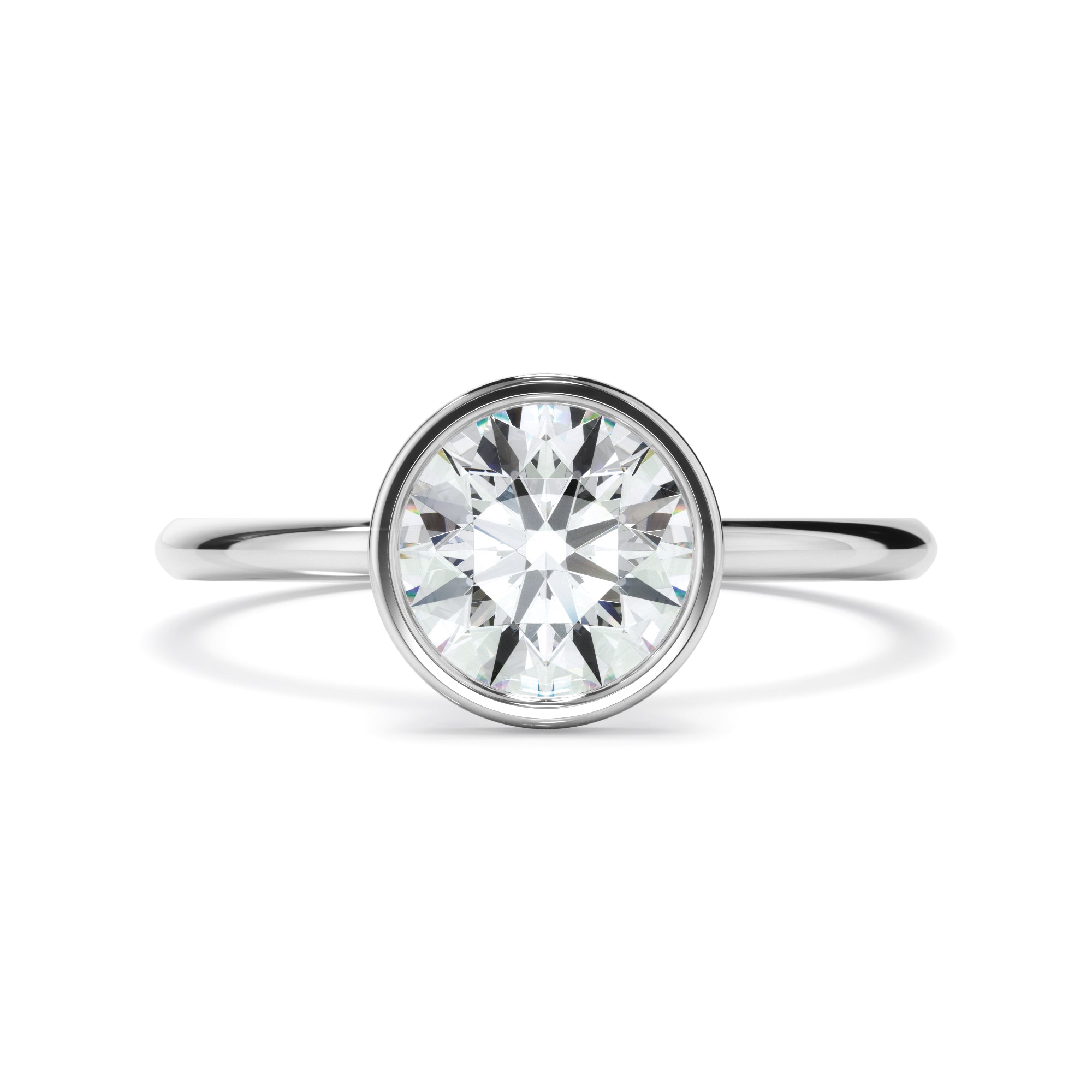 Round Brilliant Cut Diamond Solitaire Bezel Set Engagement Ring