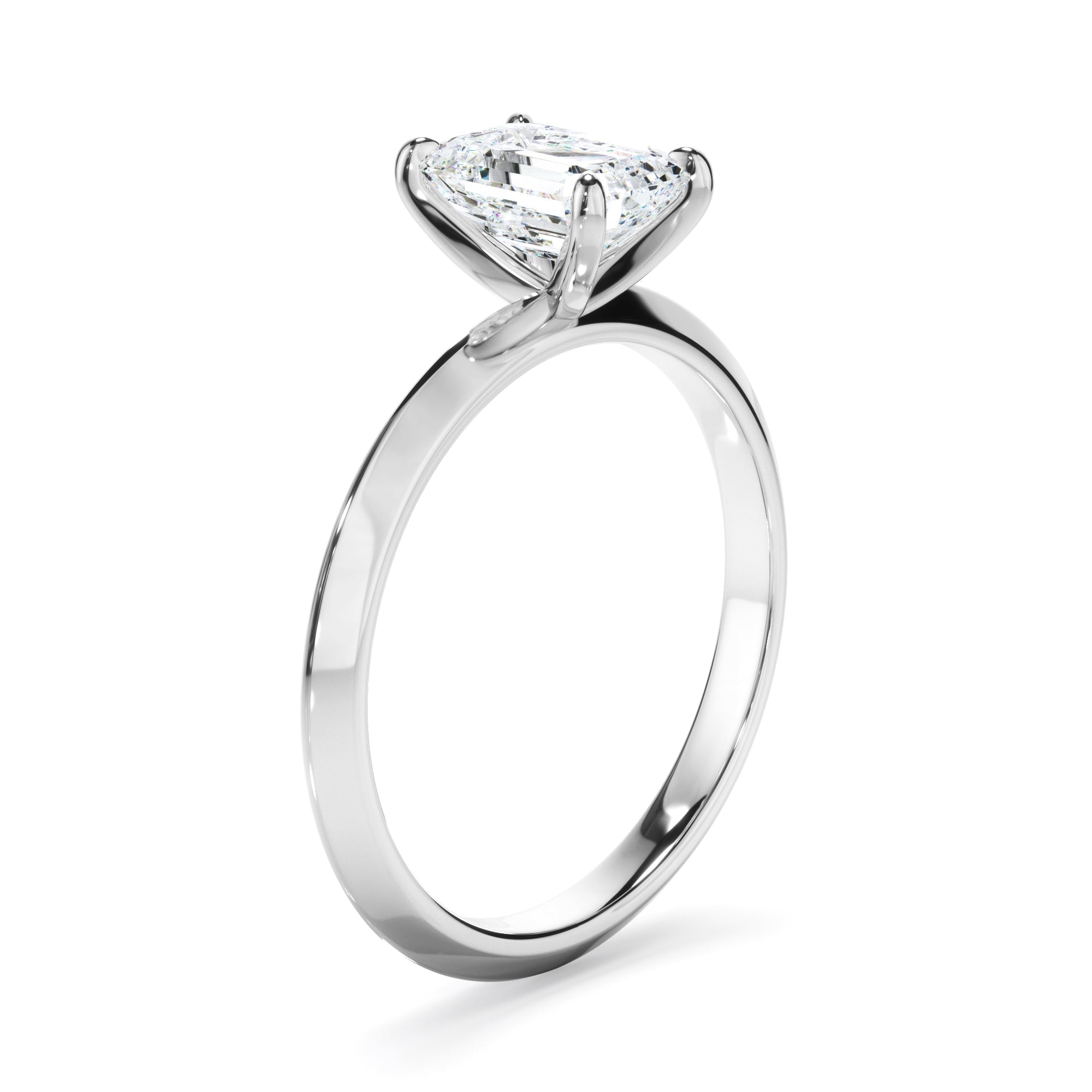 Emerald Cut Diamond Solitaire Engagement Ring