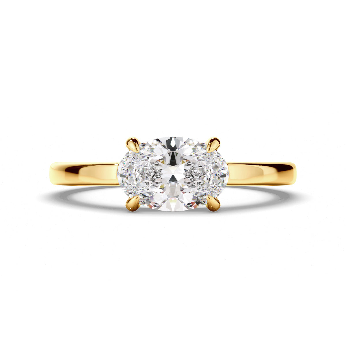 Oval Cut Diamond Solitaire East West Set Engagement Ring