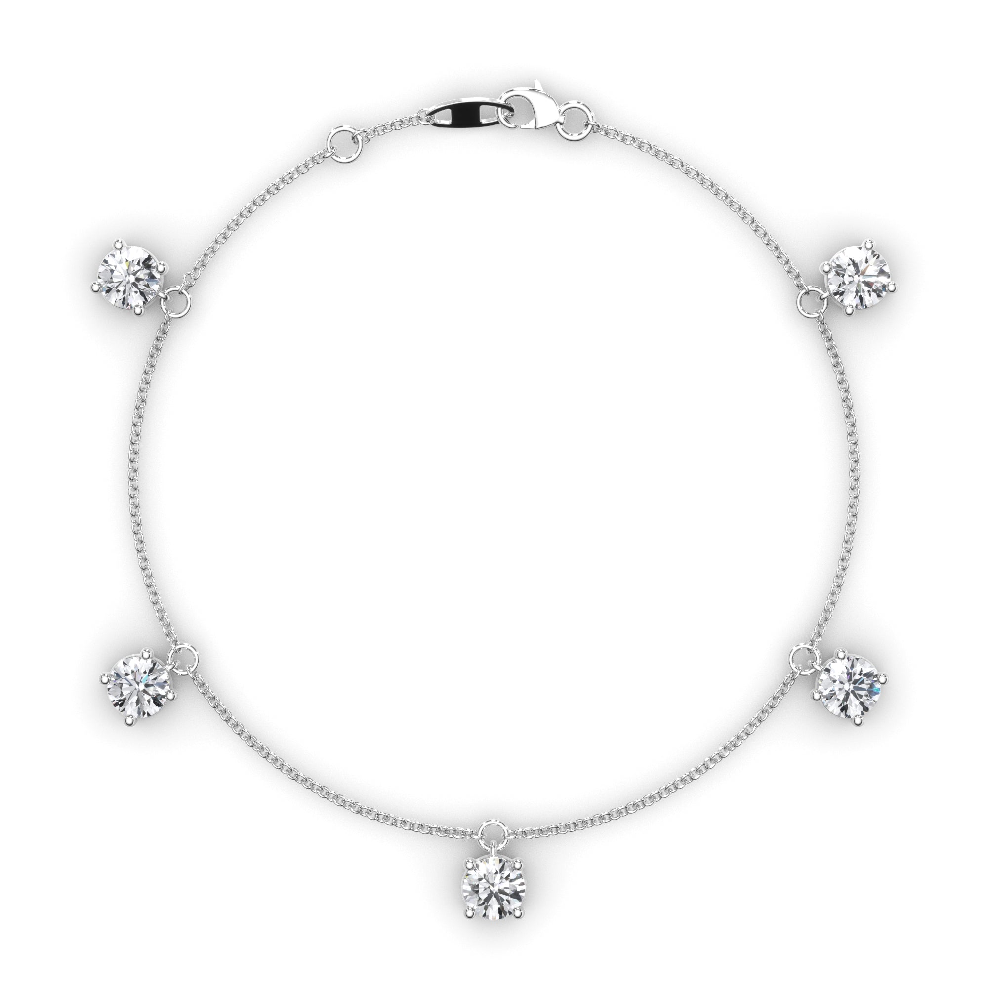 Floating Round Brilliant Cut Natural Mined Diamond Bracelet