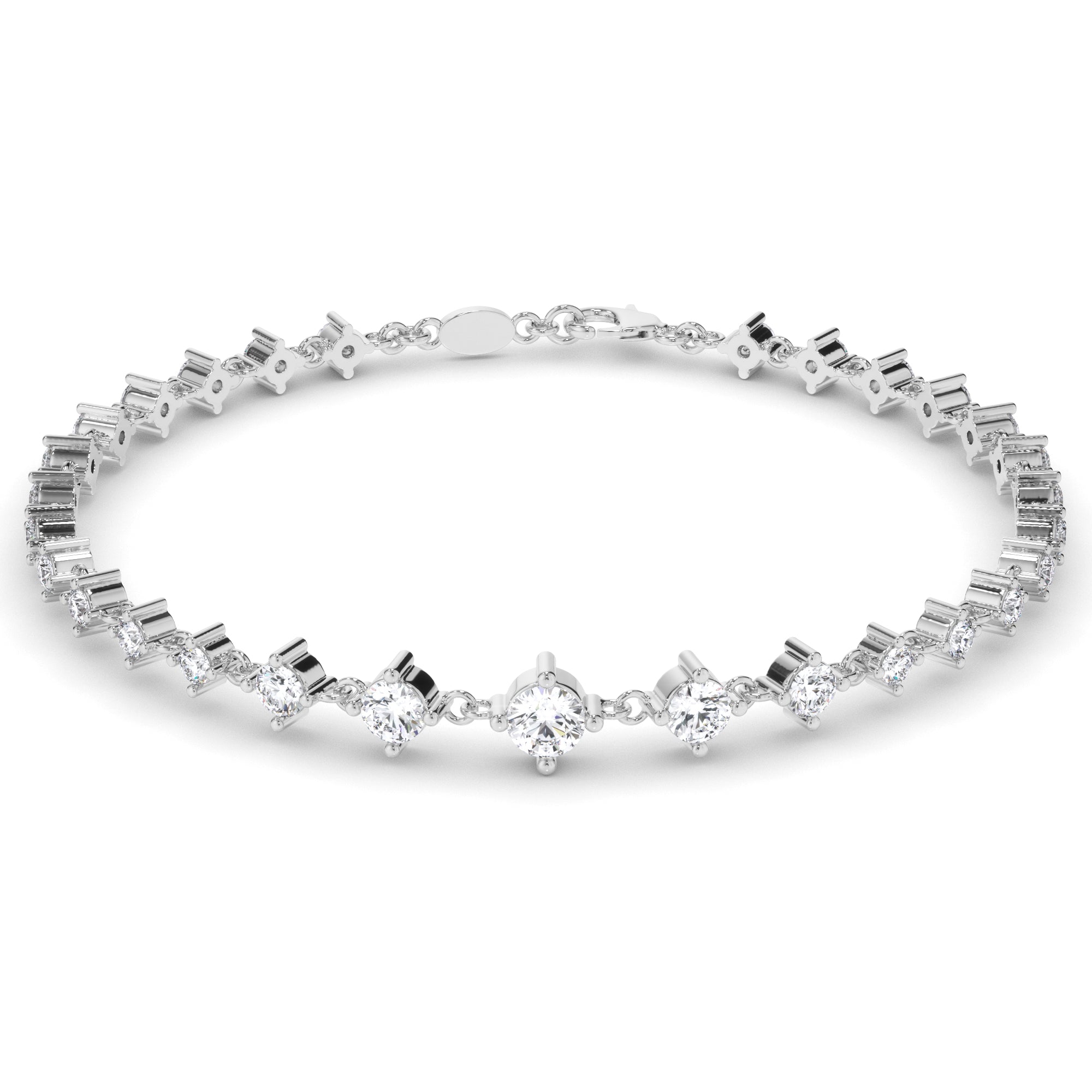 Round Brilliant Cut Natural Mined Diamond Tennis Bracelet