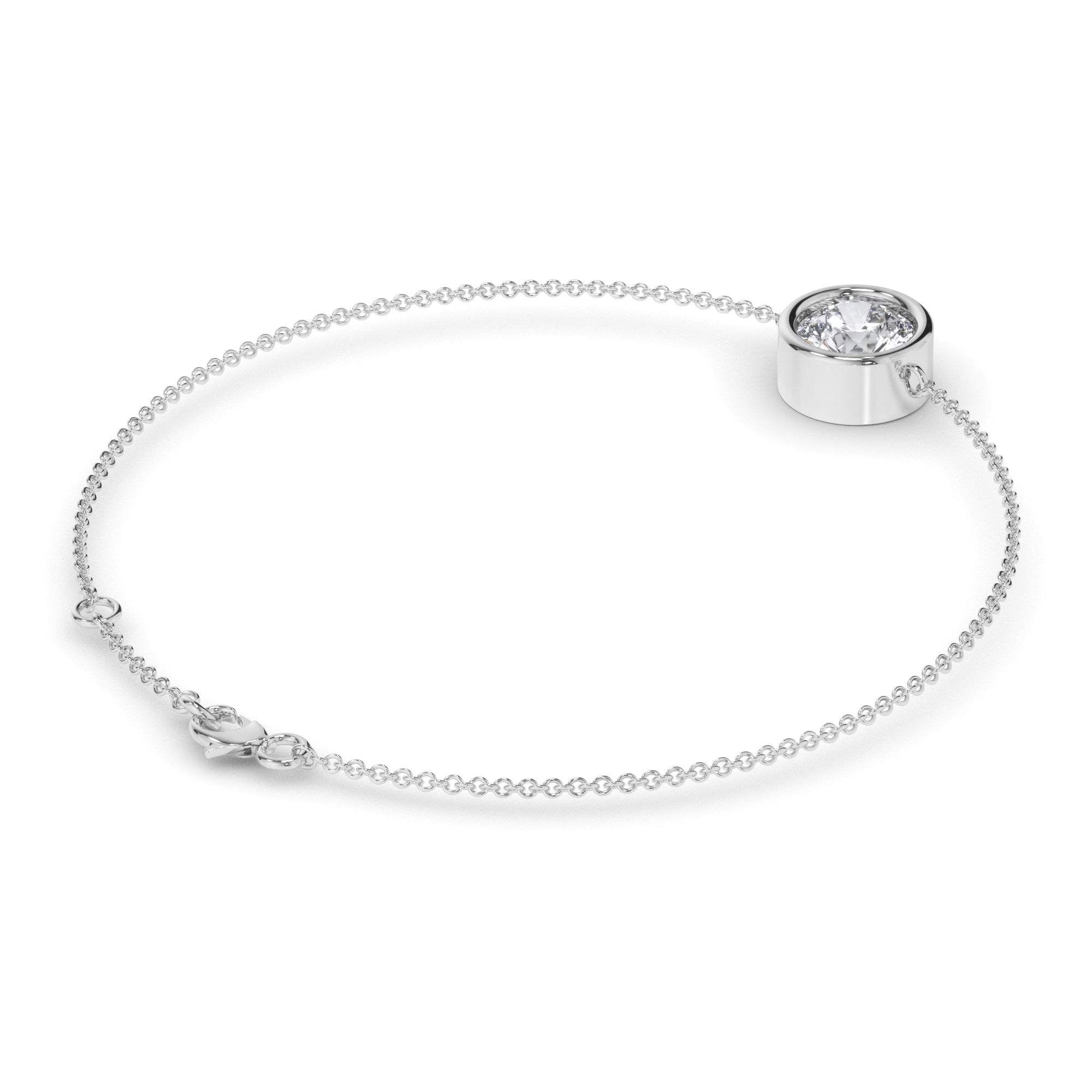 Round Brilliant Cut Diamond Bezel Set Bracelet