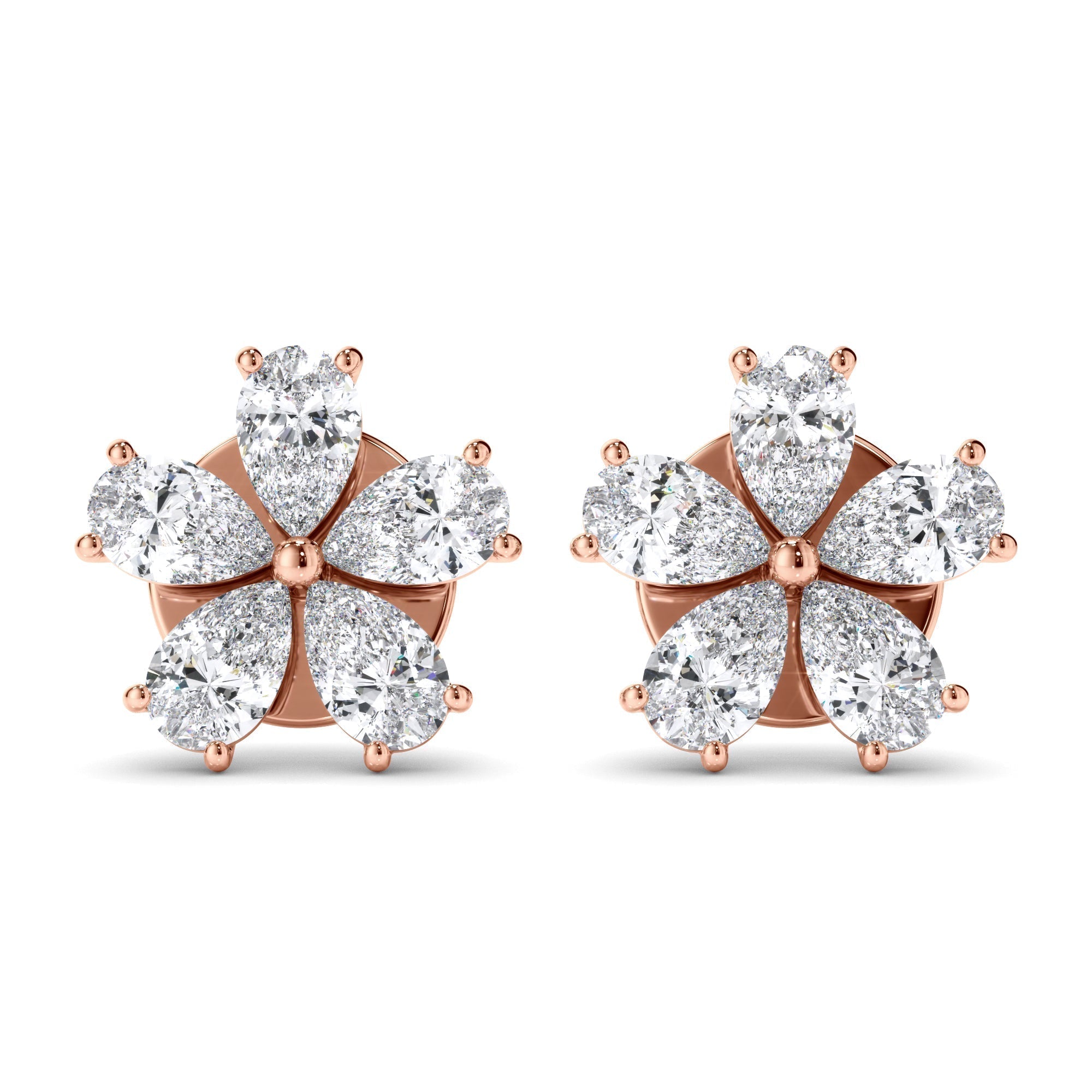 Pear Cut Diamond 5-Stone Stud Earrings