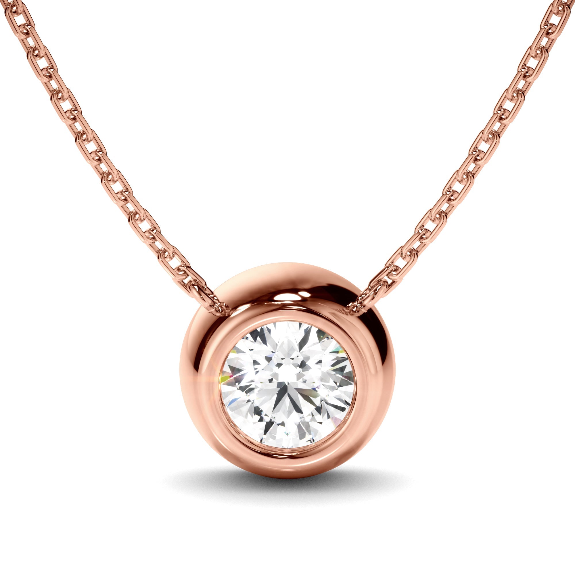 Round Brilliant Cut Diamond Bezel Set Necklet