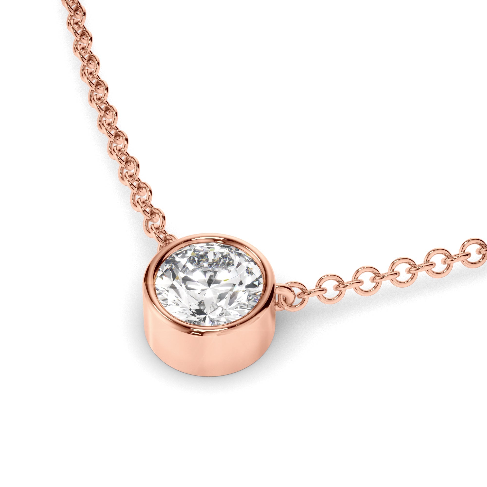 Round Brilliant Cut Diamond Bezel Set Necklet