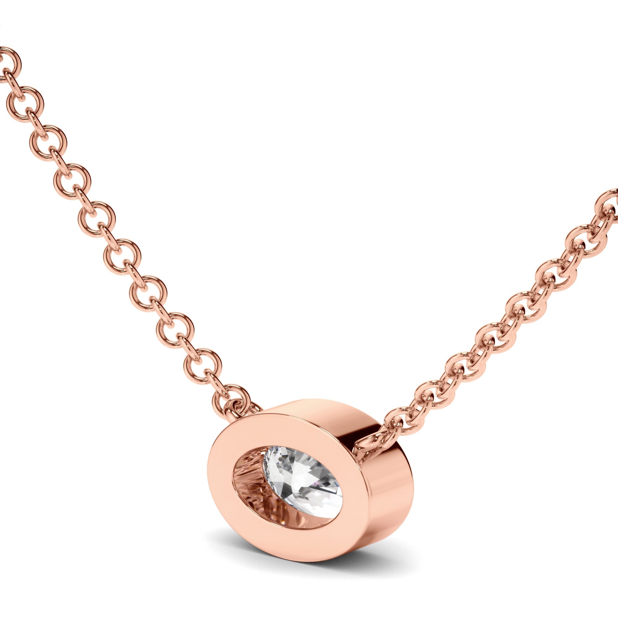 Oval Cut Diamond Bezel Set Necklet