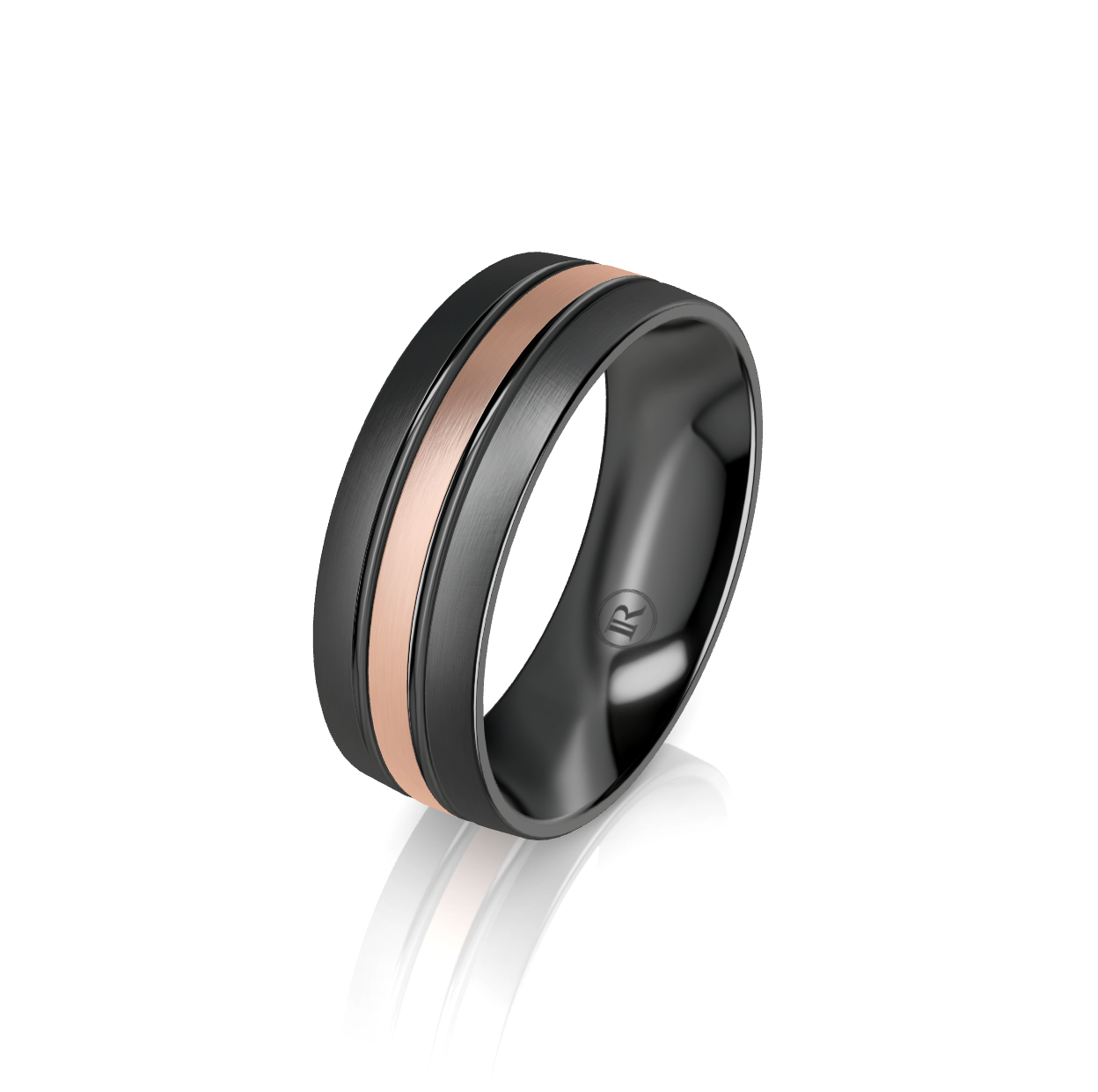 Zirconium and 9ct Rose Gold Wedding Ring