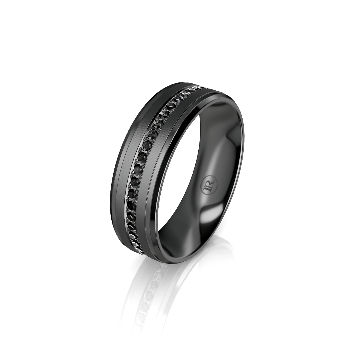 Zirconium and Black Diamond Wedding Ring