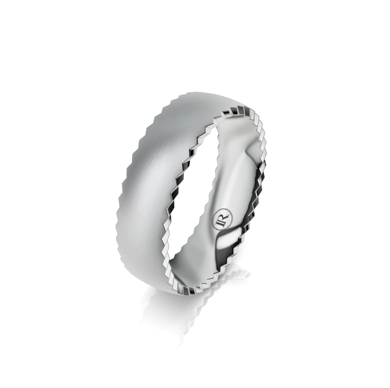 9ct White Gold Zig Zag Detail Wedding Ring