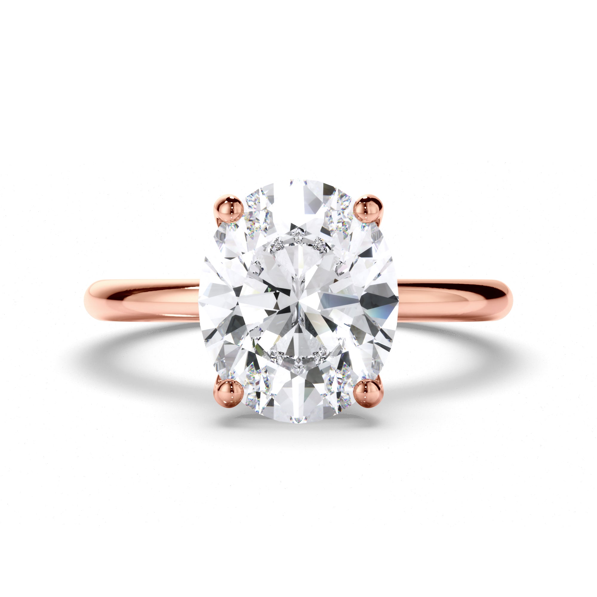Oval Diamond Solitaire Engagement Ring with Hidden Halo