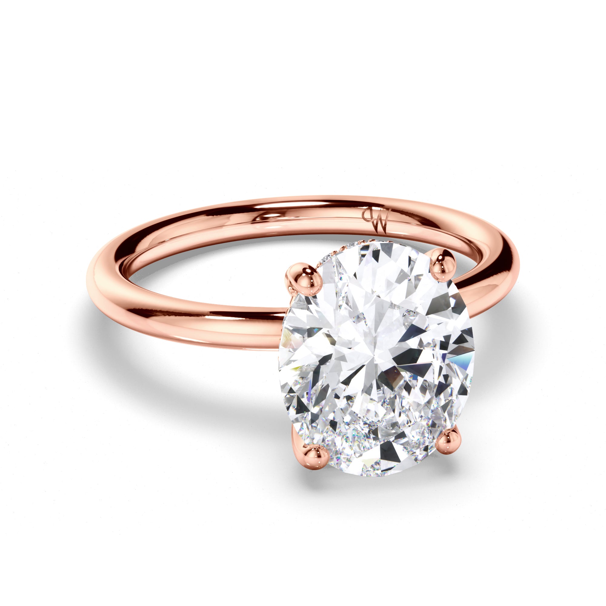 Oval Diamond Solitaire Engagement Ring with Hidden Halo