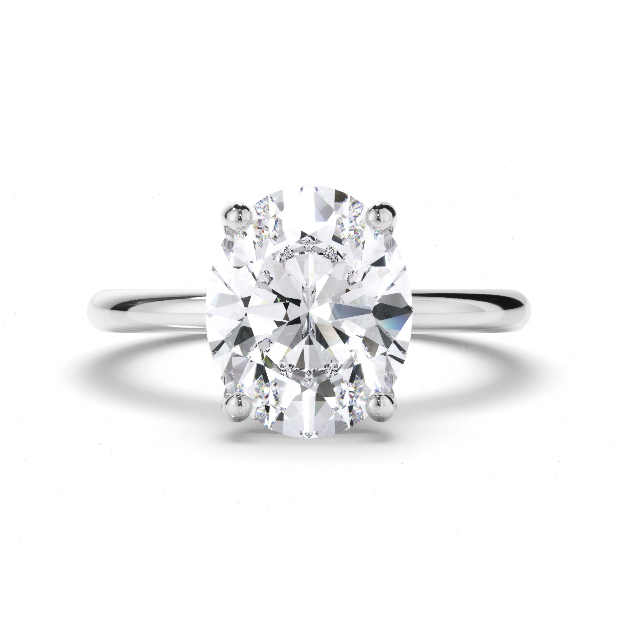 Oval Diamond Solitaire Engagement Ring with Hidden Halo