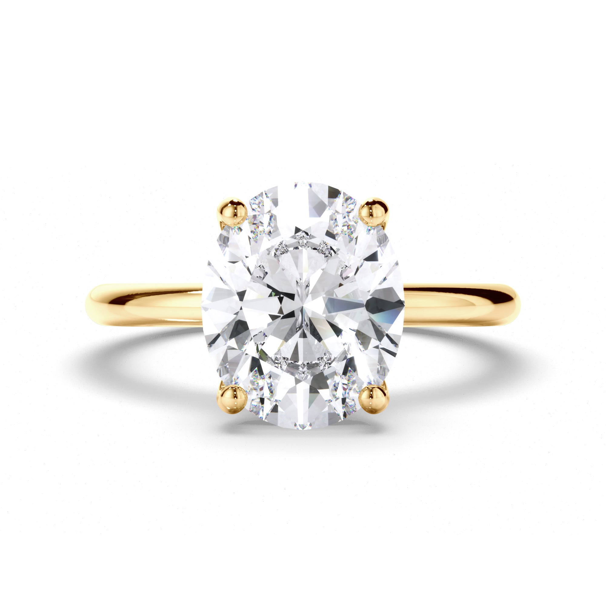 Oval Diamond Solitaire Engagement Ring with Hidden Halo