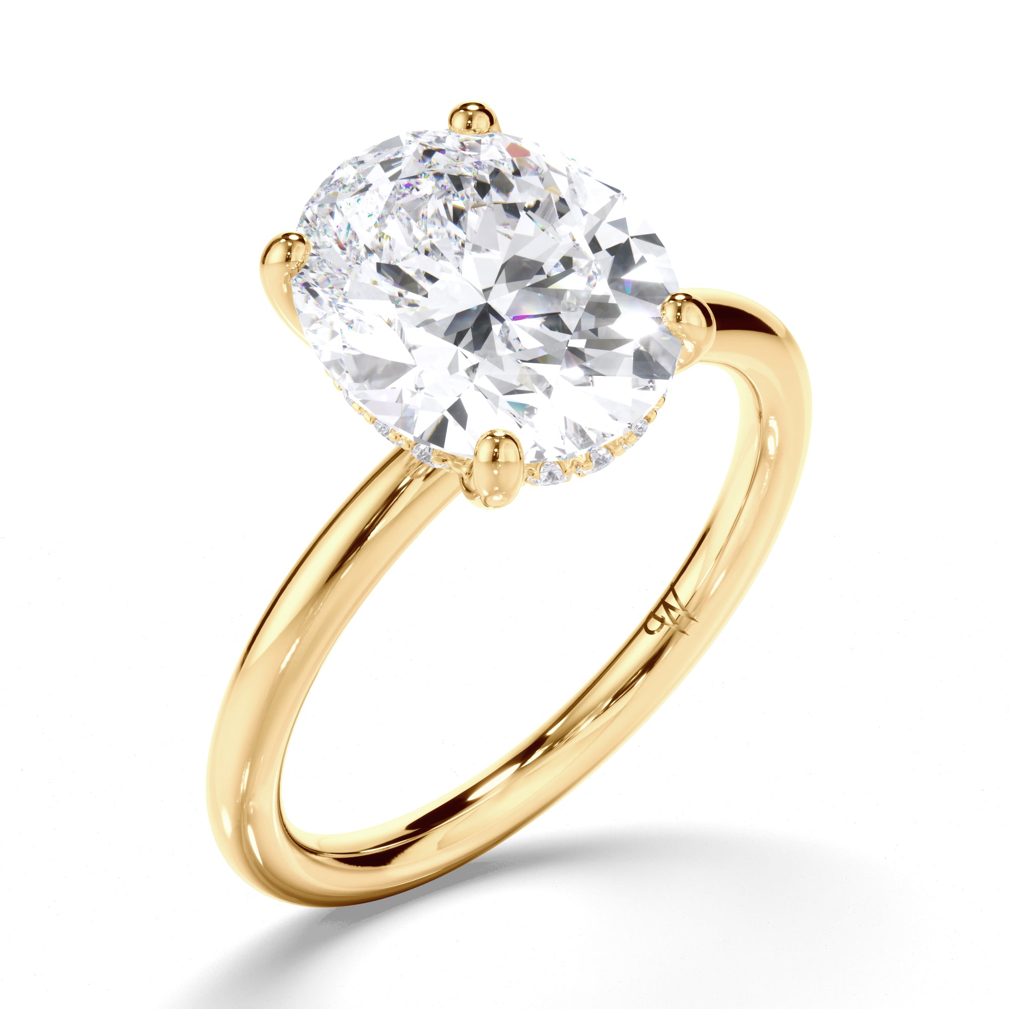 Oval Diamond Solitaire Engagement Ring with Hidden Halo