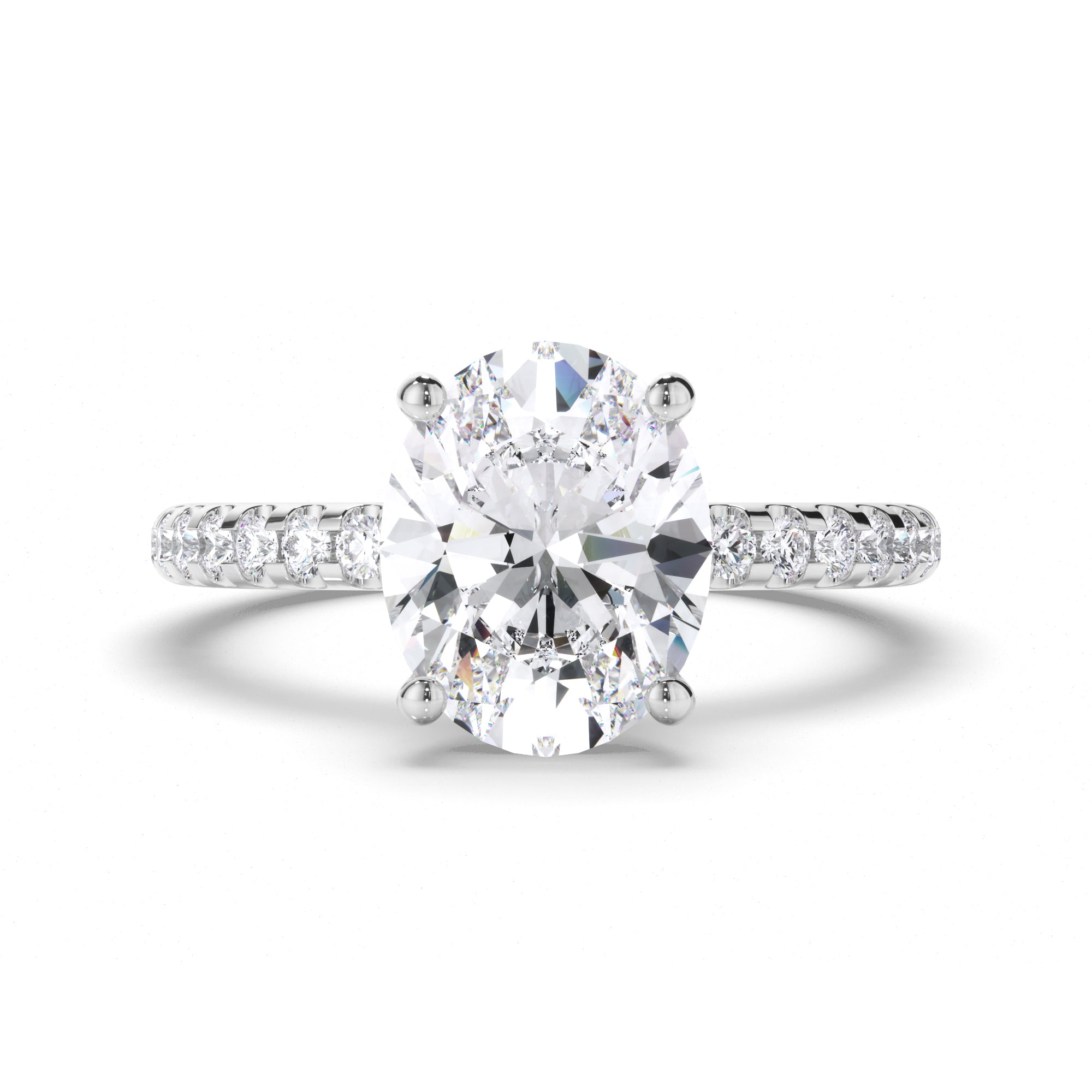 Oval Diamond Engagement Ring with Hidden Halo and Cut Claw Band