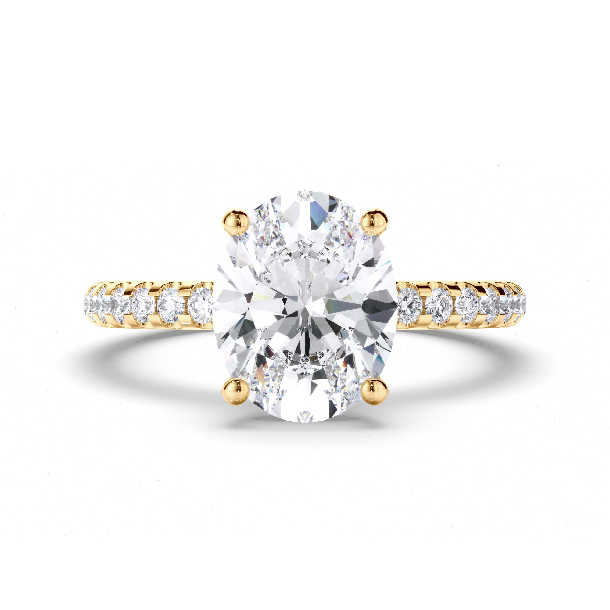 Oval Diamond Engagement Ring with Hidden Halo and Cut Claw Band