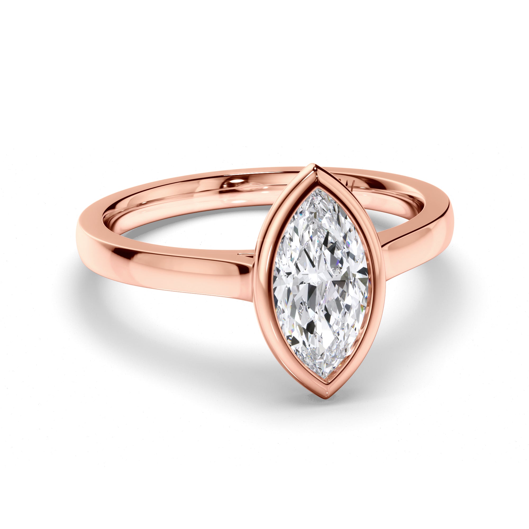 Marquise Diamond Bezel Set Engagement Ring