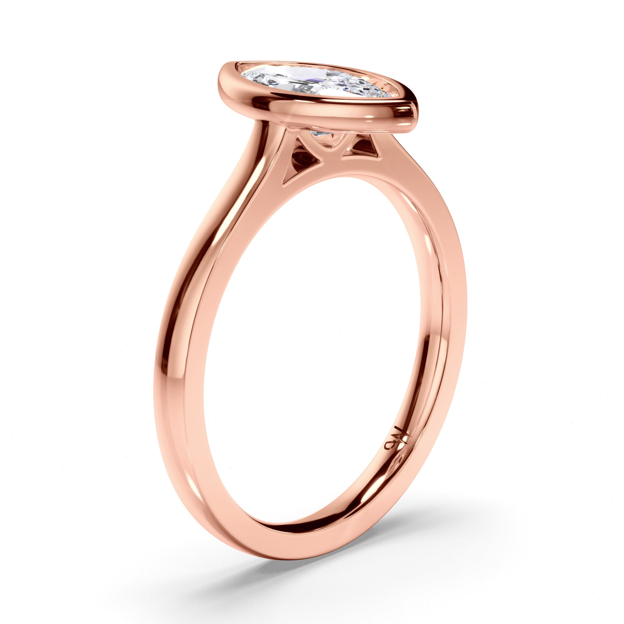 Marquise Diamond Bezel Set Engagement Ring