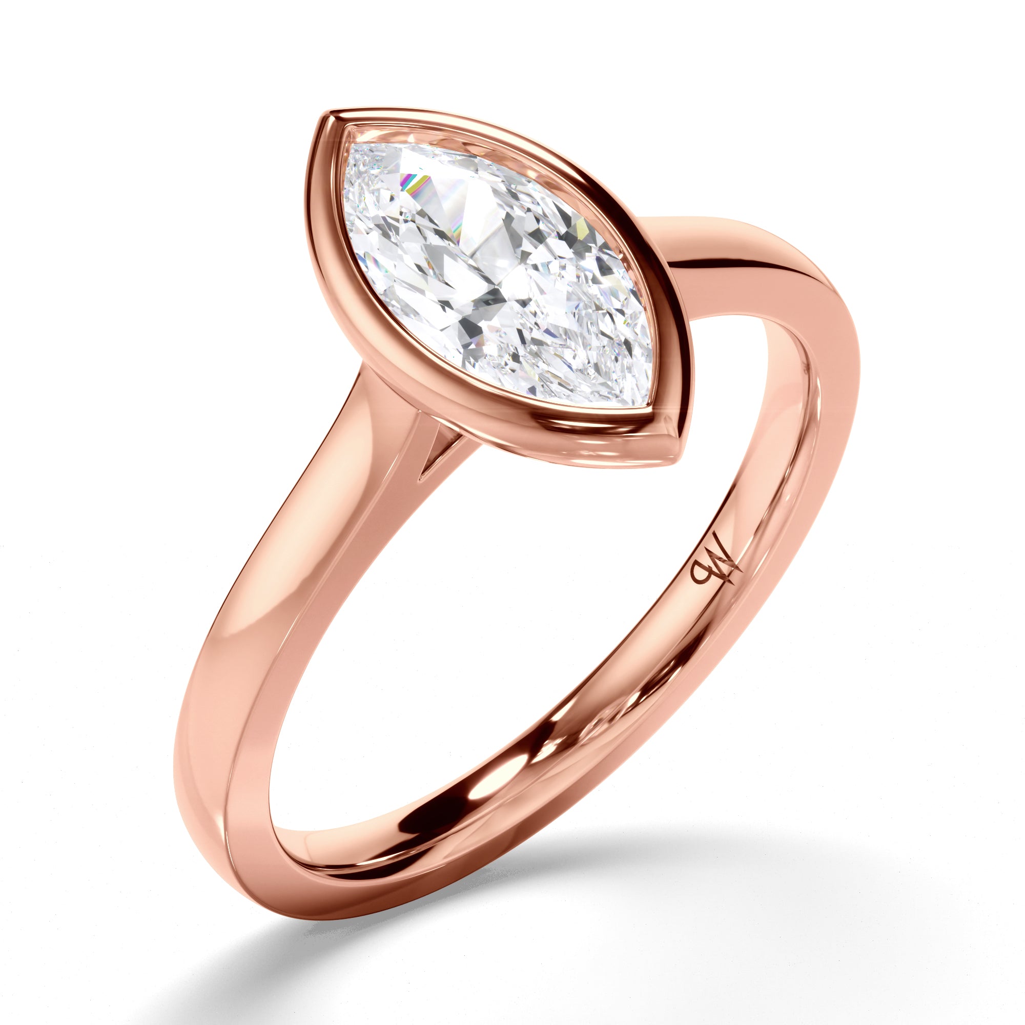 Marquise Diamond Bezel Set Engagement Ring