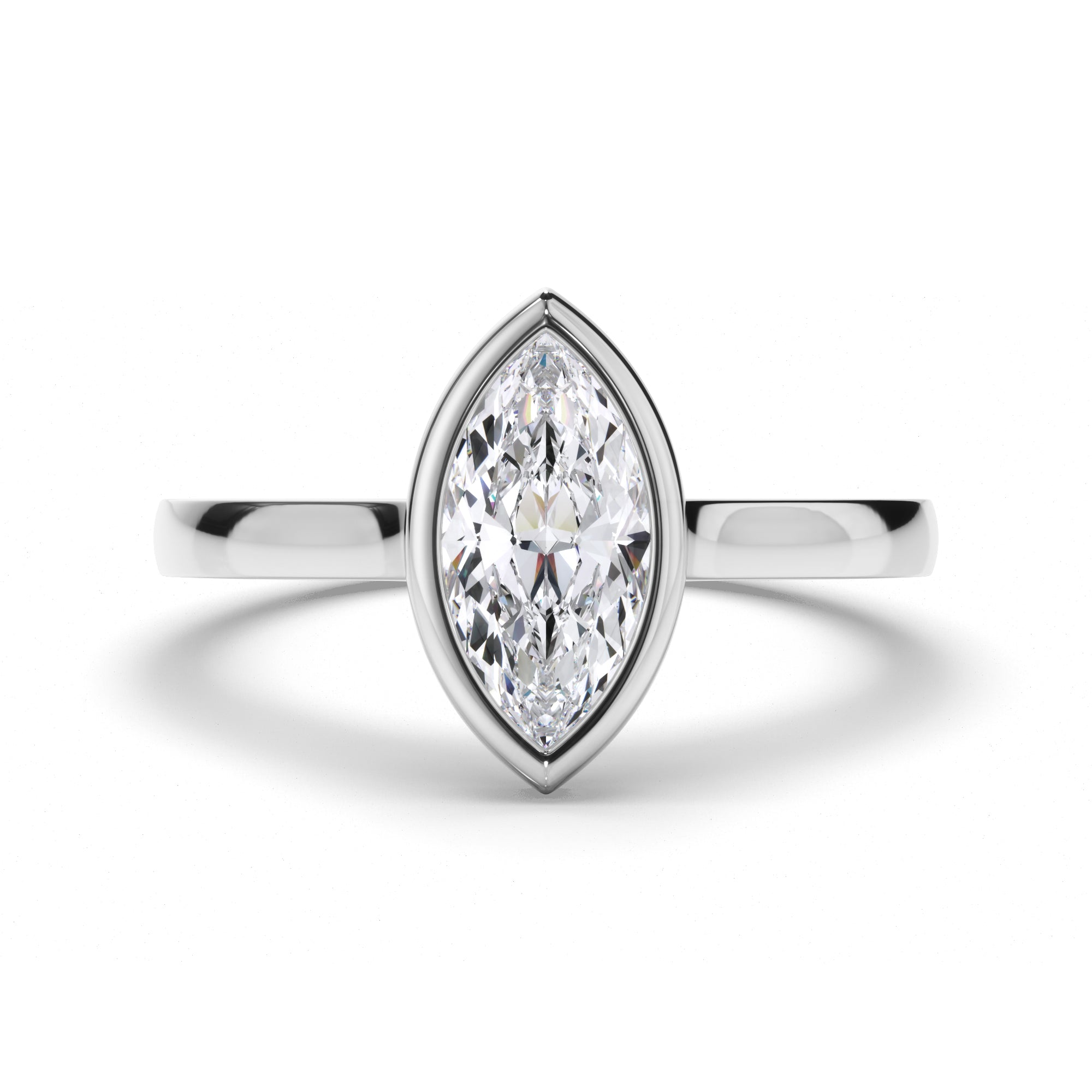 Marquise Diamond Bezel Set Engagement Ring