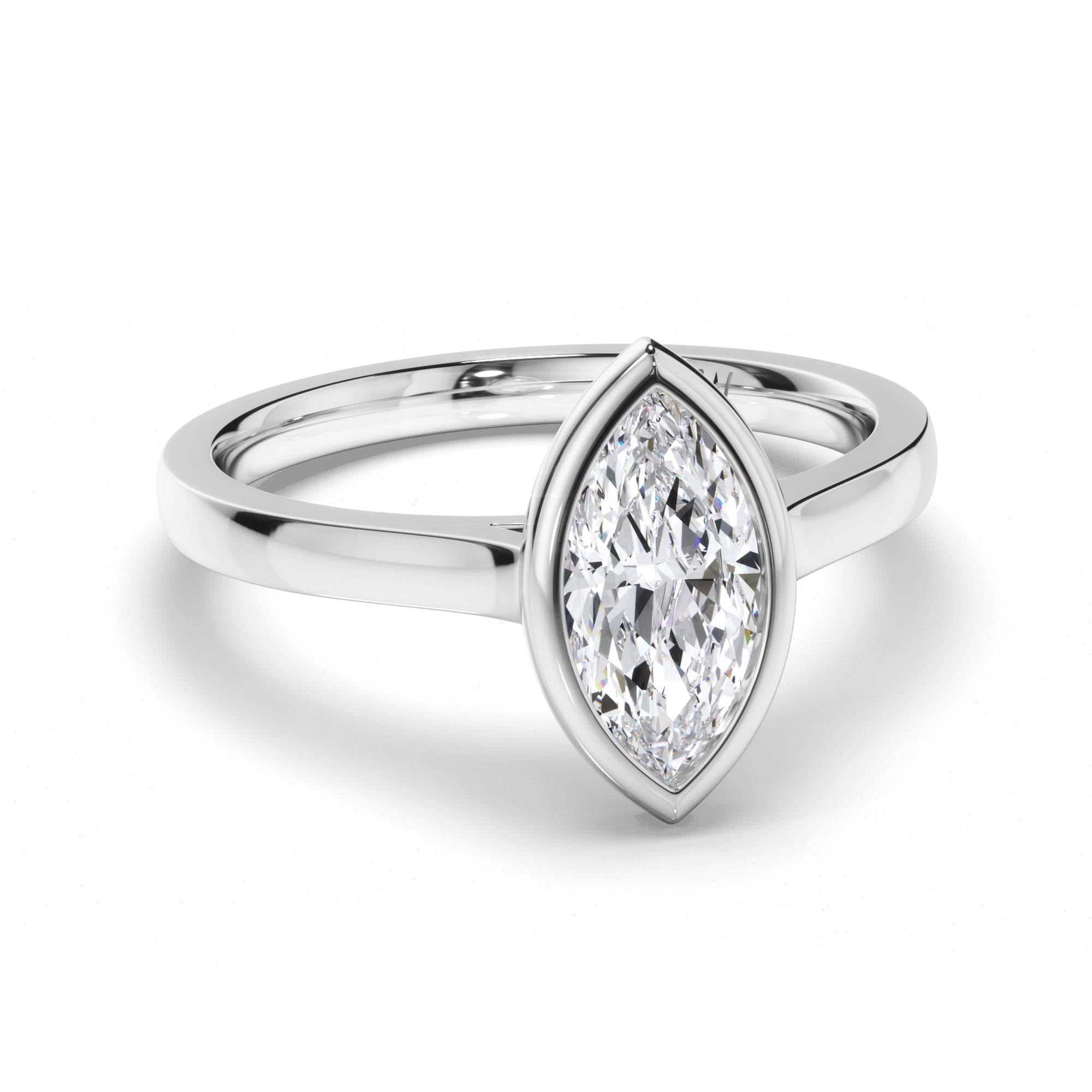 Marquise Diamond Bezel Set Engagement Ring