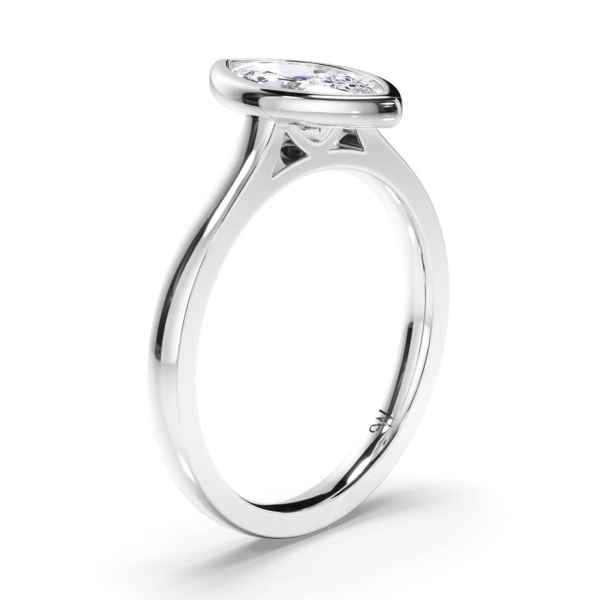 Marquise Diamond Bezel Set Engagement Ring