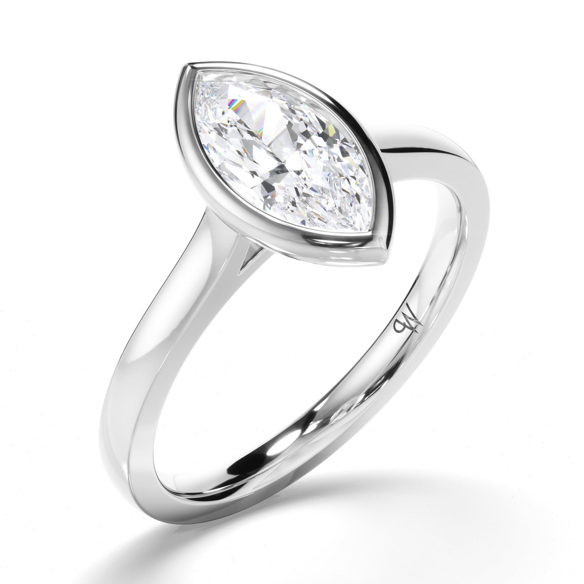 Marquise Diamond Bezel Set Engagement Ring