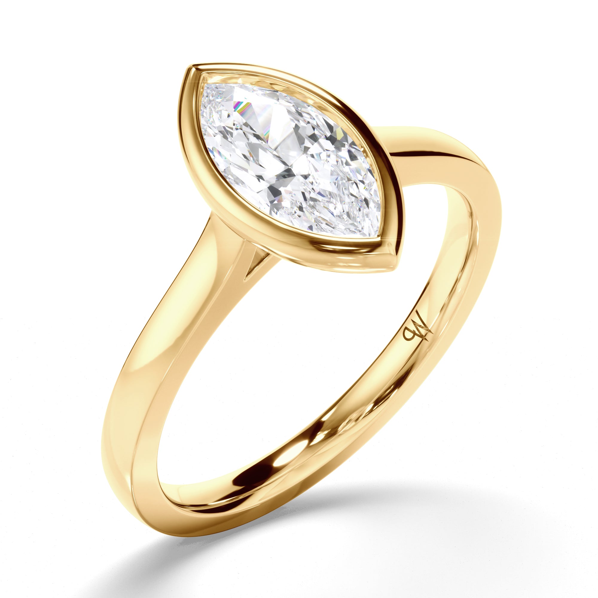 Marquise Diamond Bezel Set Engagement Ring