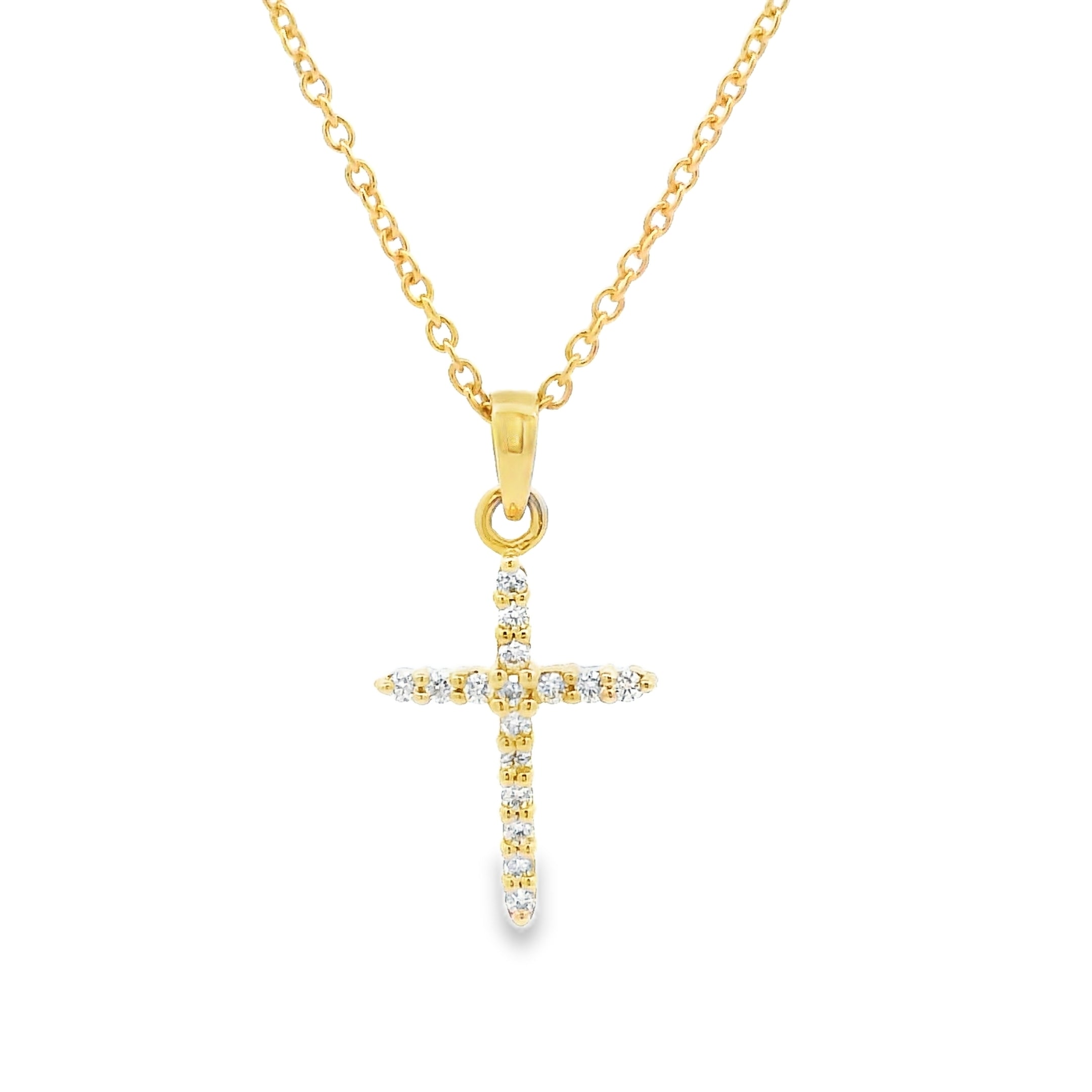 9ct Yellow Gold Diamond Cross Pendant