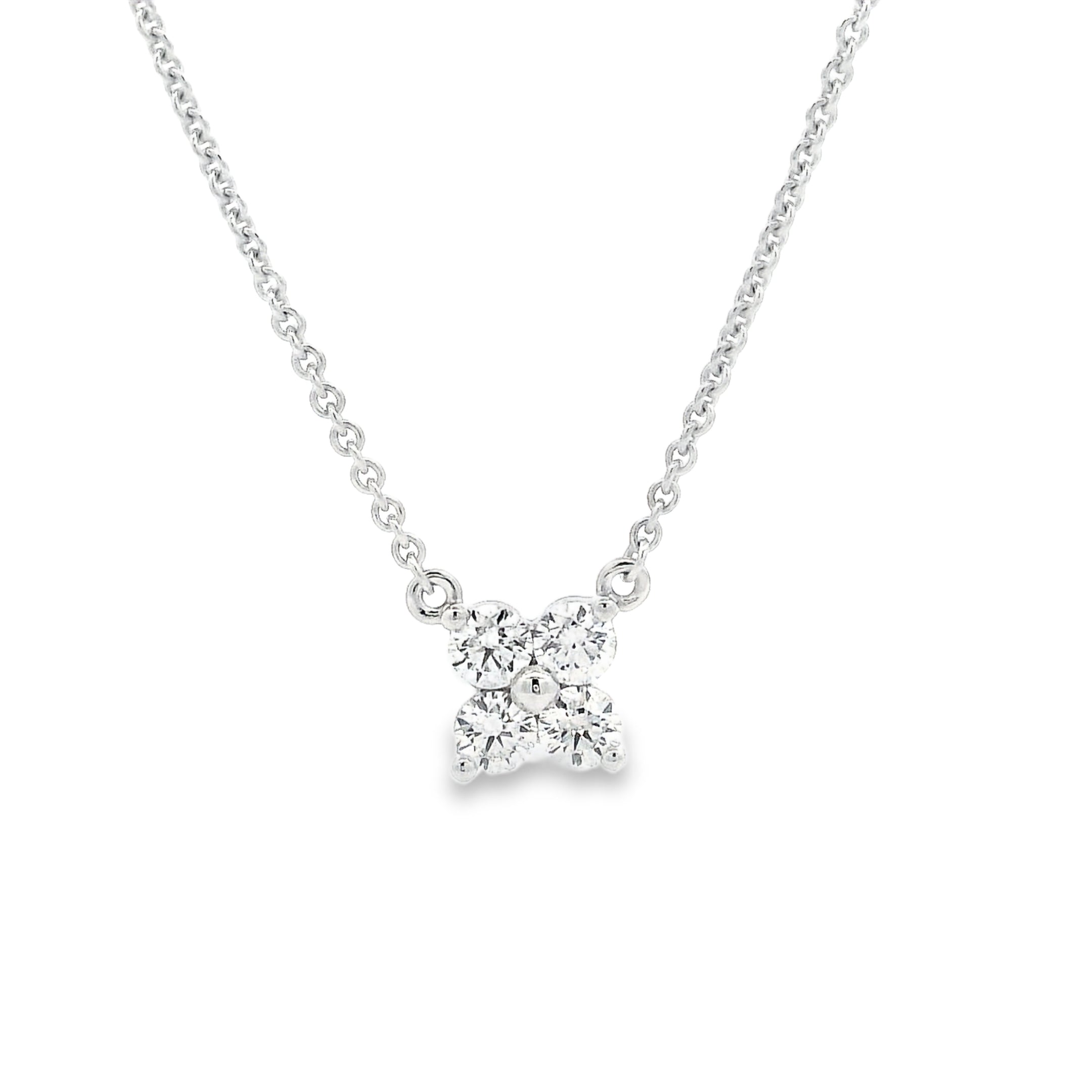 9ct White Gold Diamond Cluster Pendant