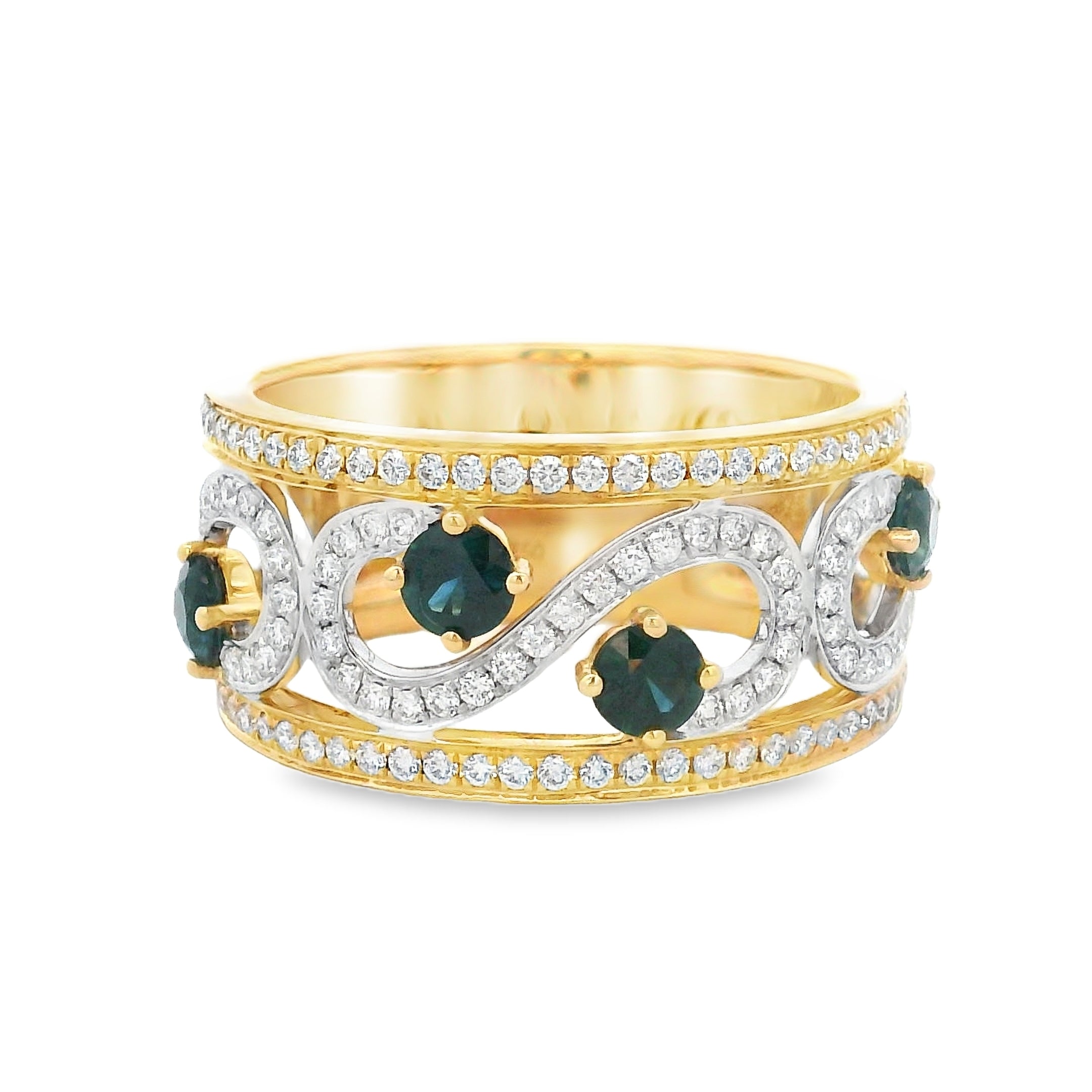 18ct Yellow & White Gold Sapphire and Diamond Ring