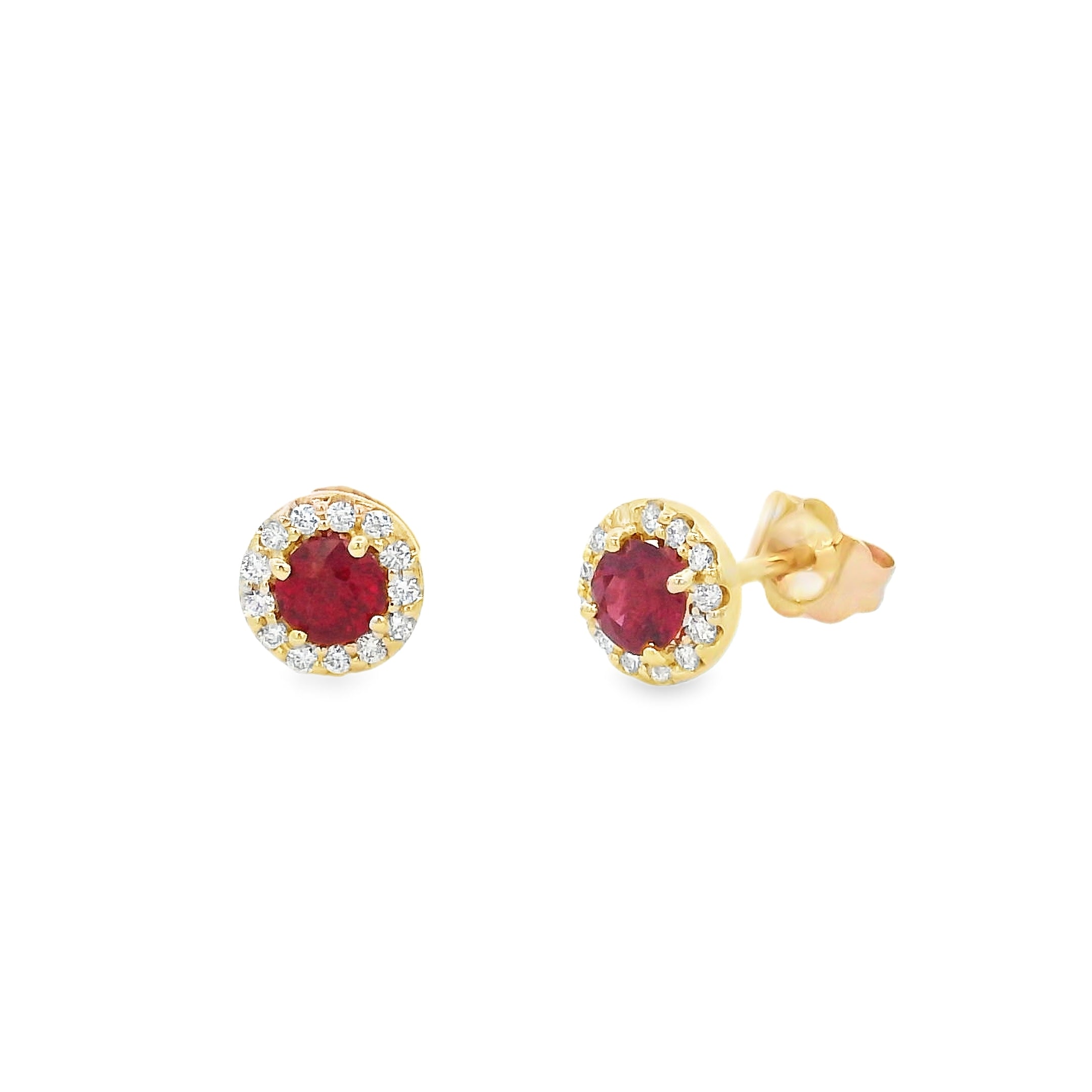 9ct Yellow Gold Ruby and Diamond Studs