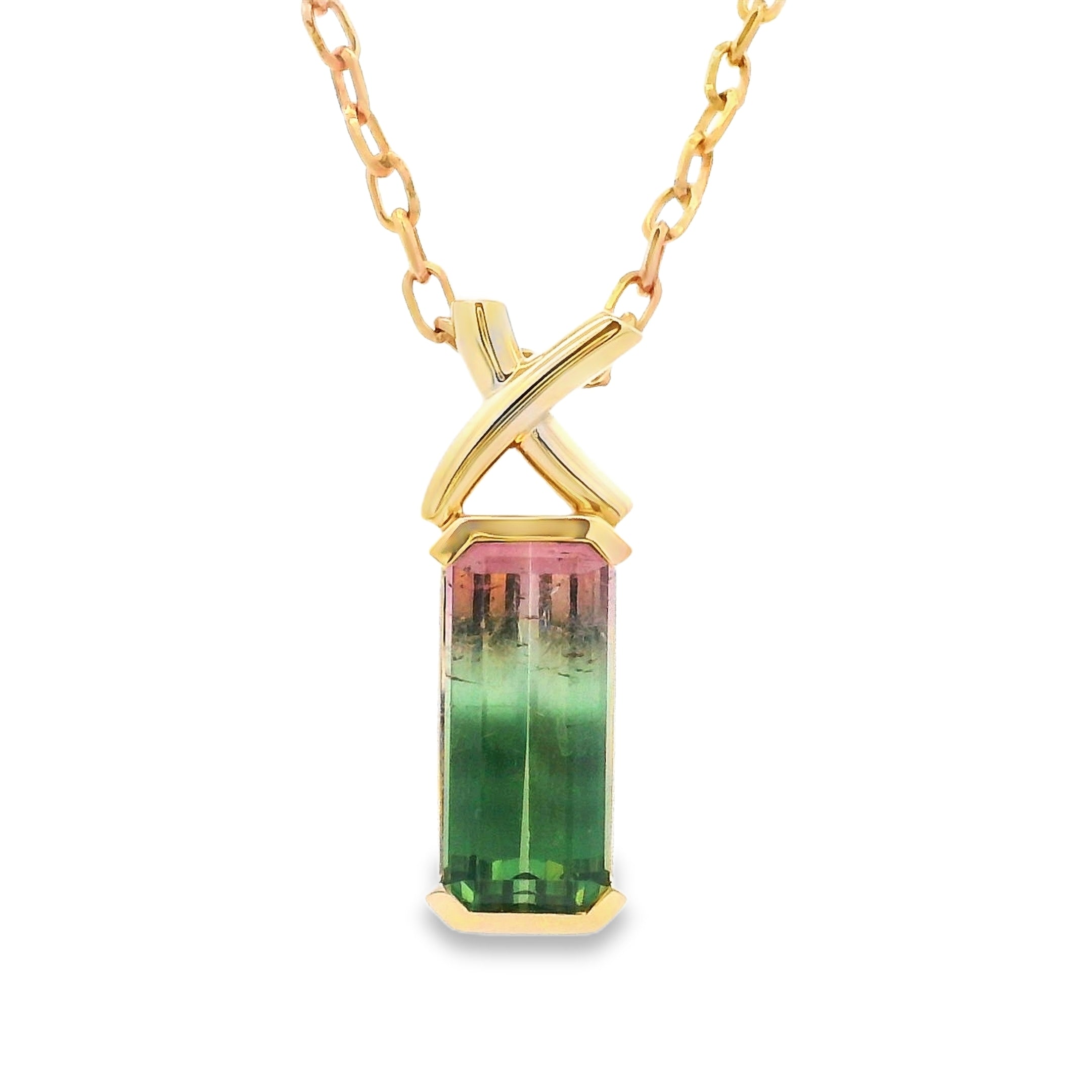 9ct Yellow Gold Watermelon Tourmaline Pendant