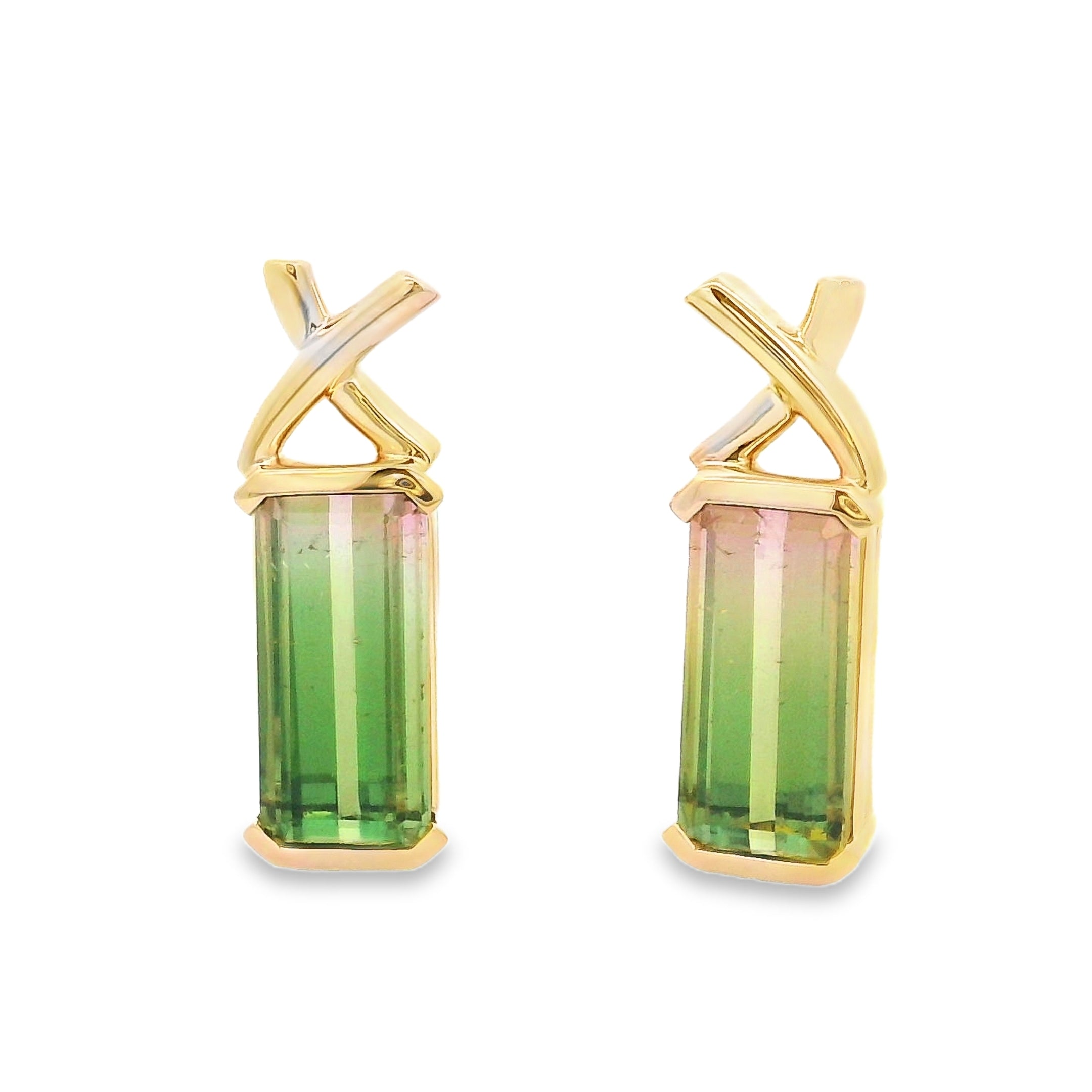 9ct Yellow Gold Watermelon Tourmaline Studs