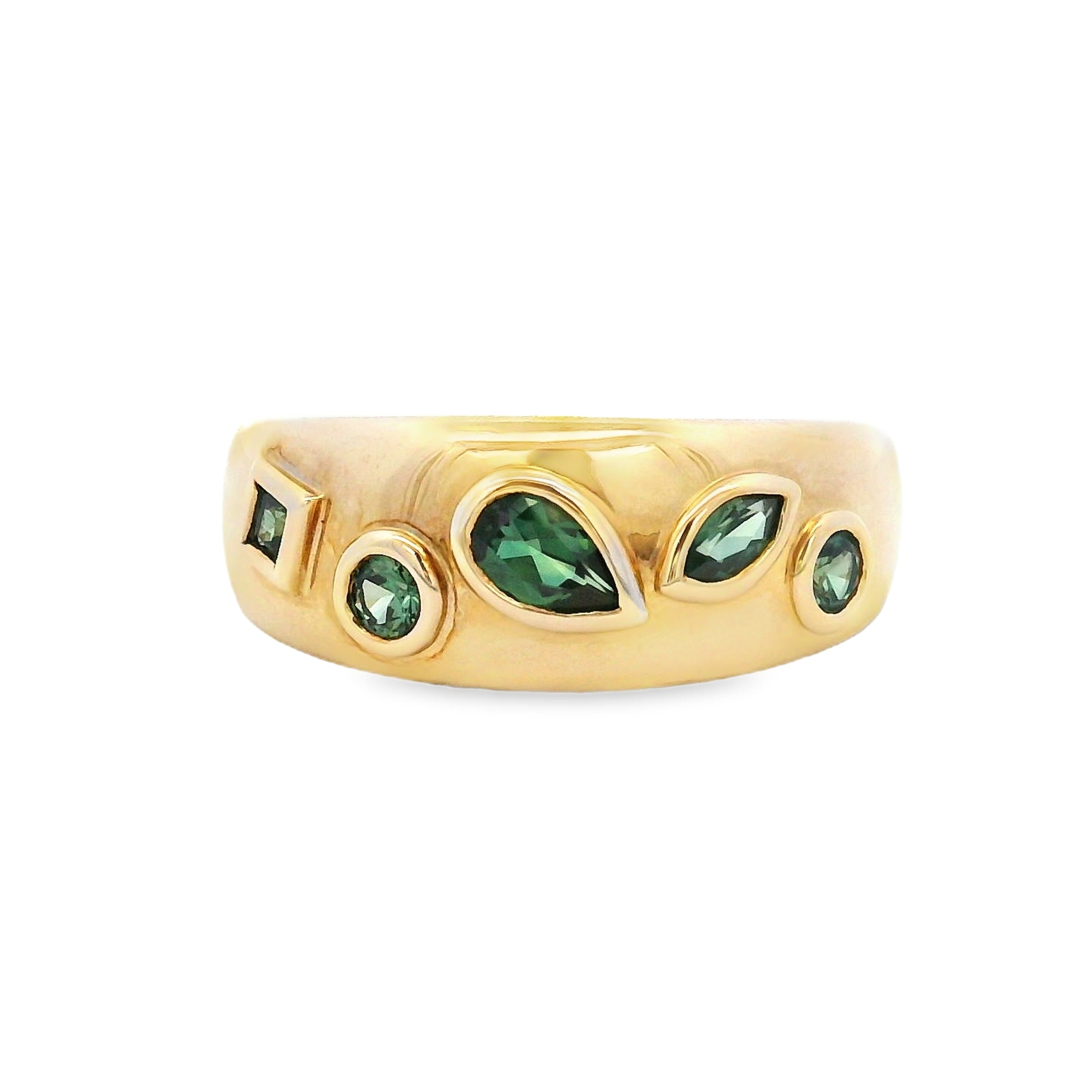 9ct Yellow Gold Teal Sapphire Dress Ring