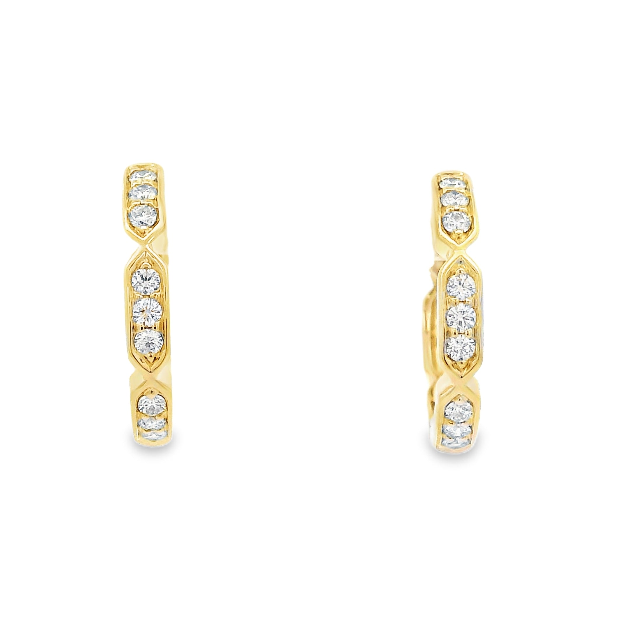 9ct Yellow Gold Brick Pattern Diamond Huggie