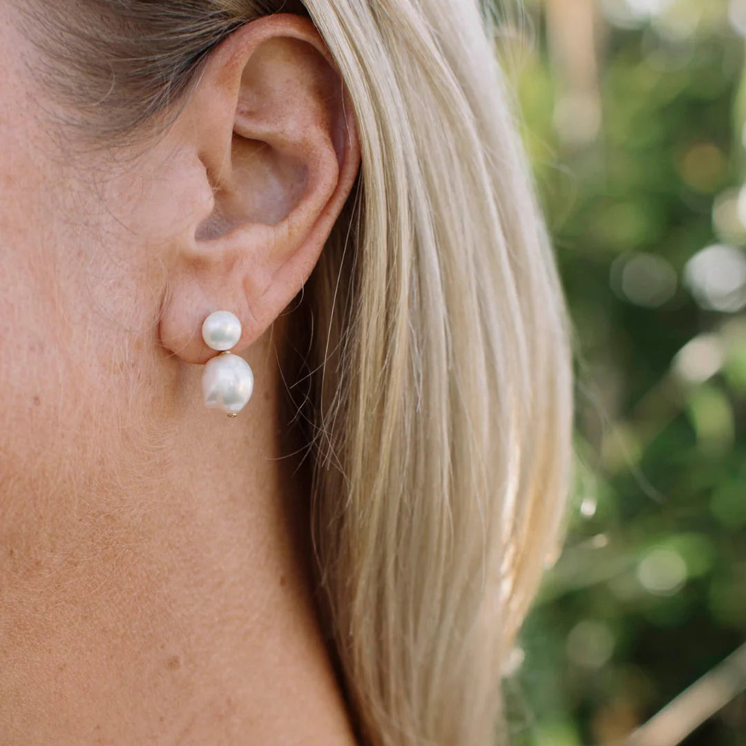 9ct Yellow Gold Freshwater and Baroque Pearl Drops