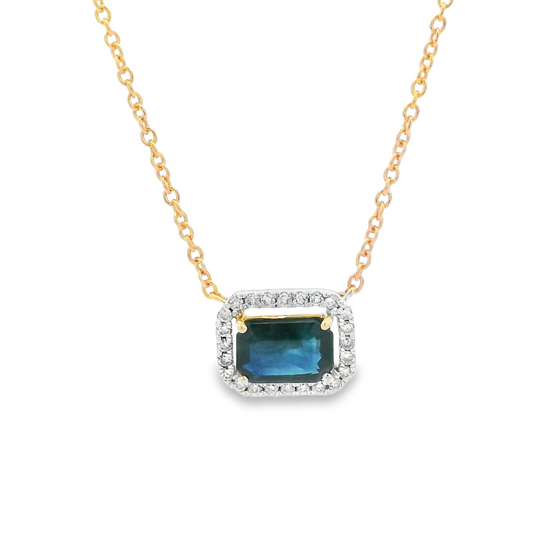 9ct Yellow Gold Sapphire and Diamond Pendant