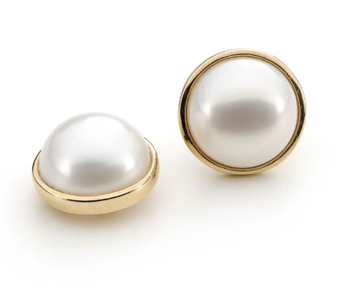 9ct Yellow Gold Mabe Pearl Earrings