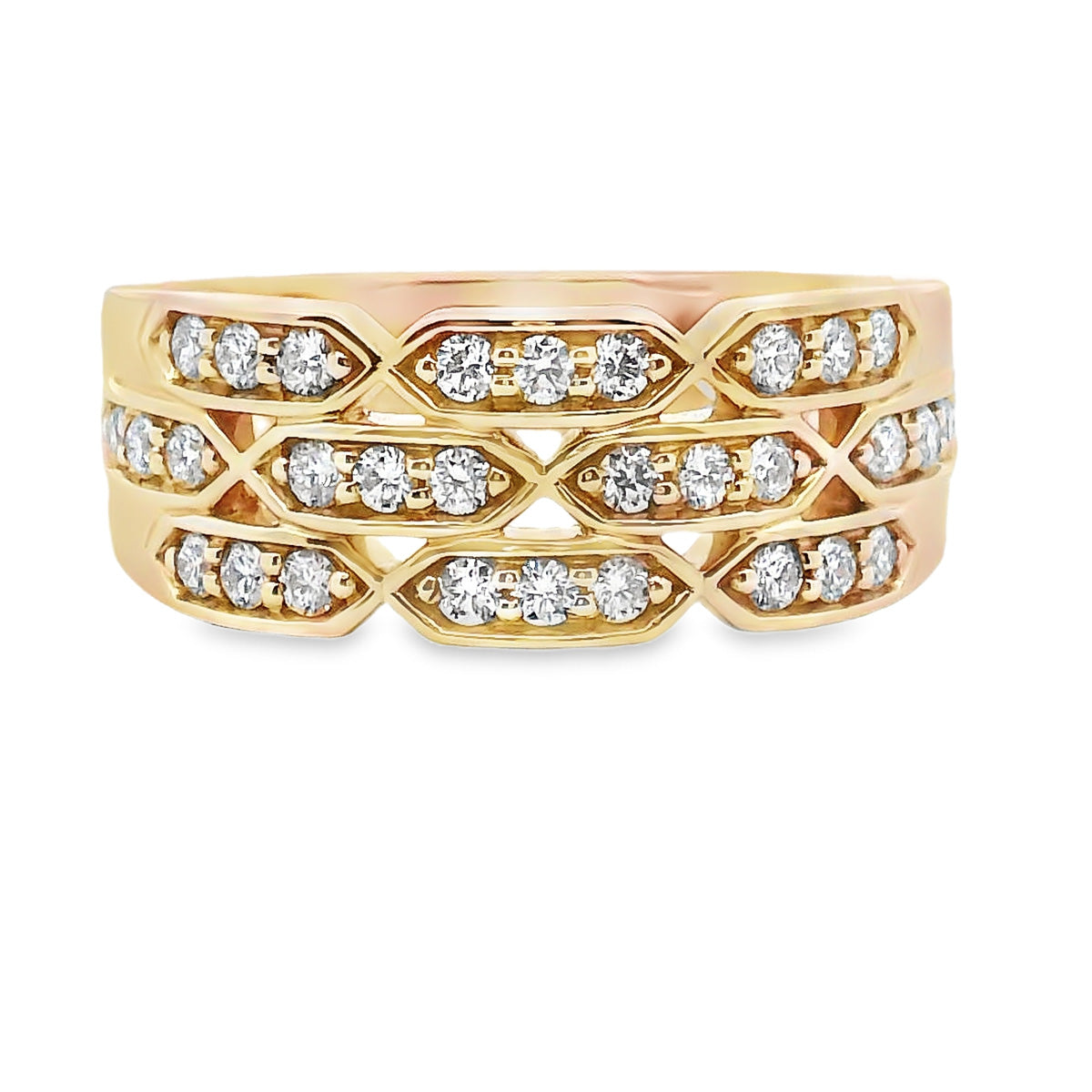 9ct Yellow Gold Brick Dress Ring