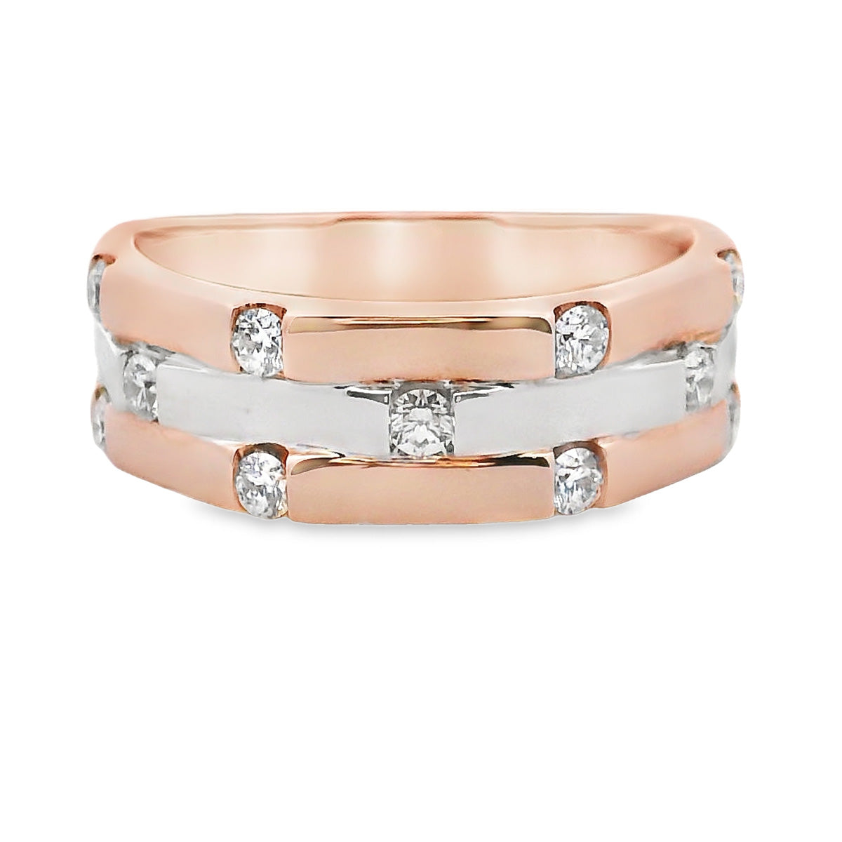 9ct Rose & White Gold Diamond Dress Ring