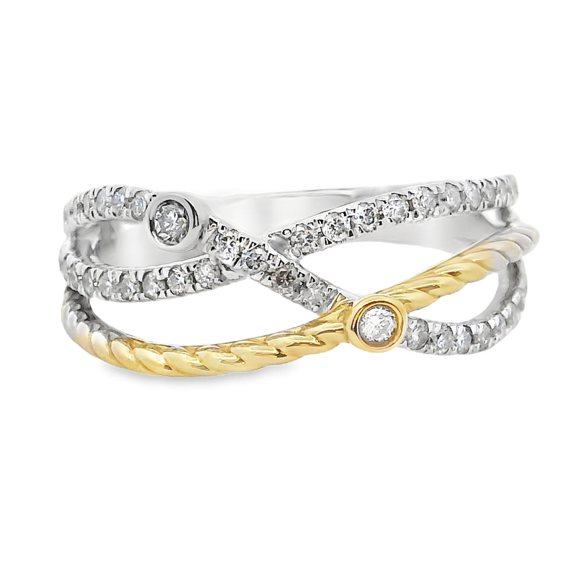 9ct Yellow & White Gold Diamond Dress Ring 