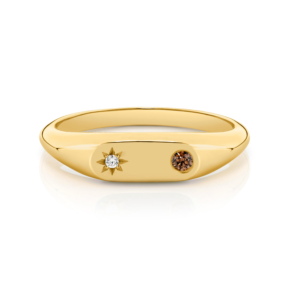 9ct Yellow Gold Cognac and White Diamond Ring
