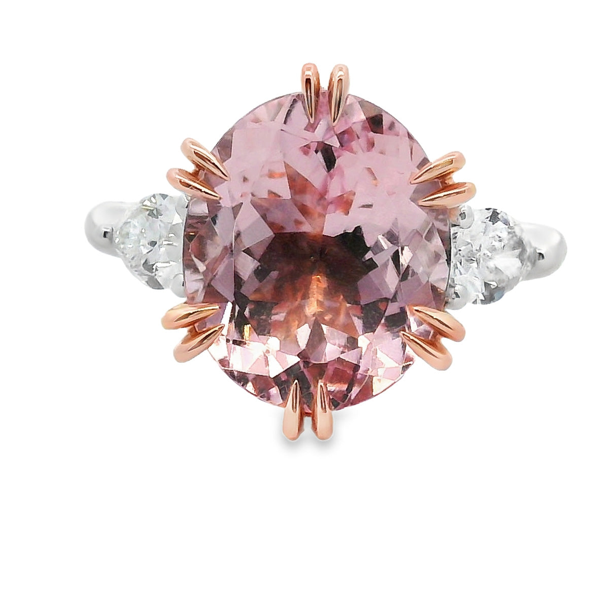 18ct White & Rose Gold Morganite and Diamond Ring