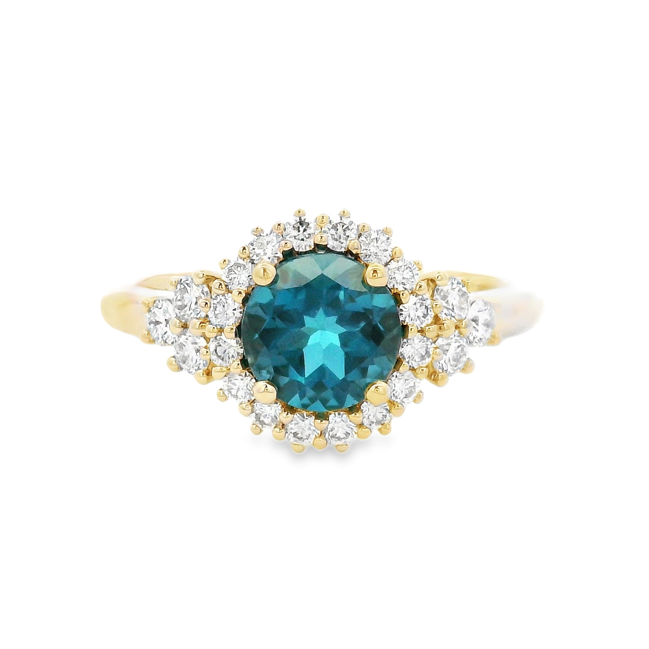 9ct Yellow Gold London Blue Topaz and Diamond Ring