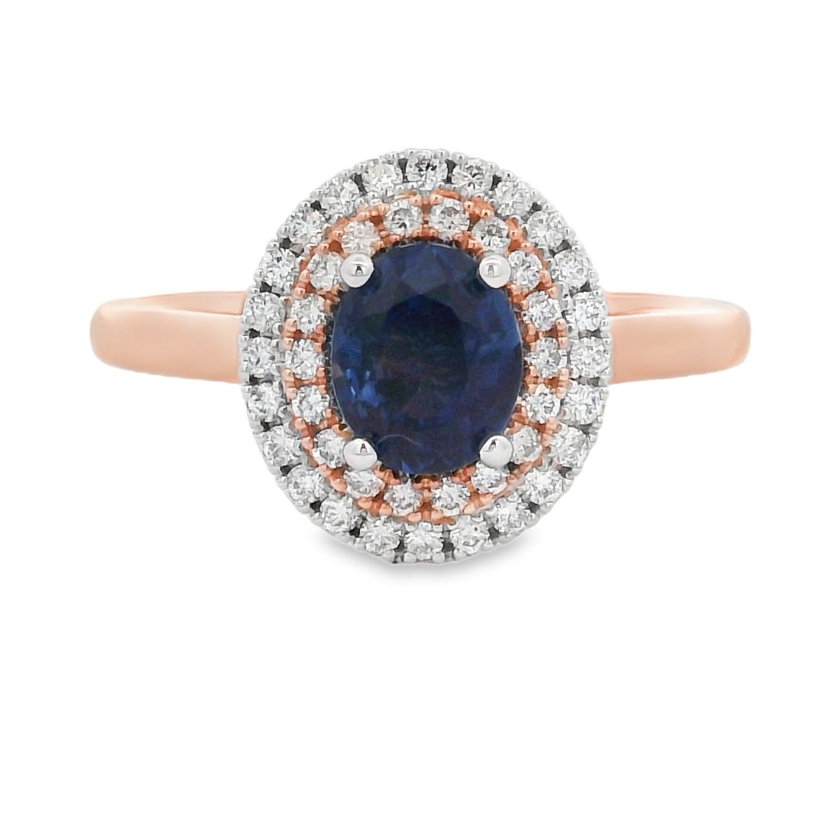 18ct Rose & White Gold Sapphire and Diamond Ring
