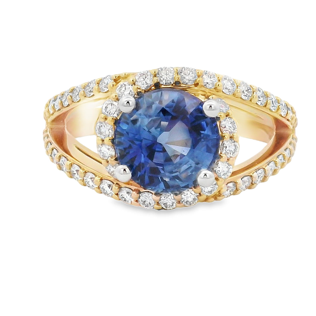 18ct Yellow & White Gold Sapphire and Diamond Ring