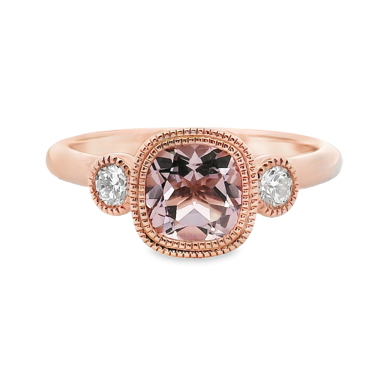 9ct Rose Gold Morganite and Diamond Ring